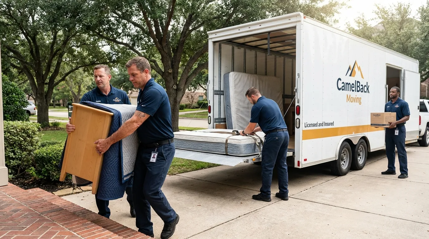Crew loading residential truck for cross-state move from Elmsford, NY